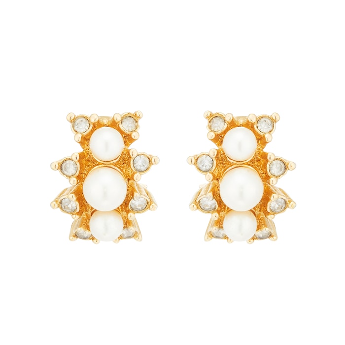 Susan Caplan Exclusive Susan Caplan Vintage Dior Gold Plated Faux Pearl Crystal Earrings
