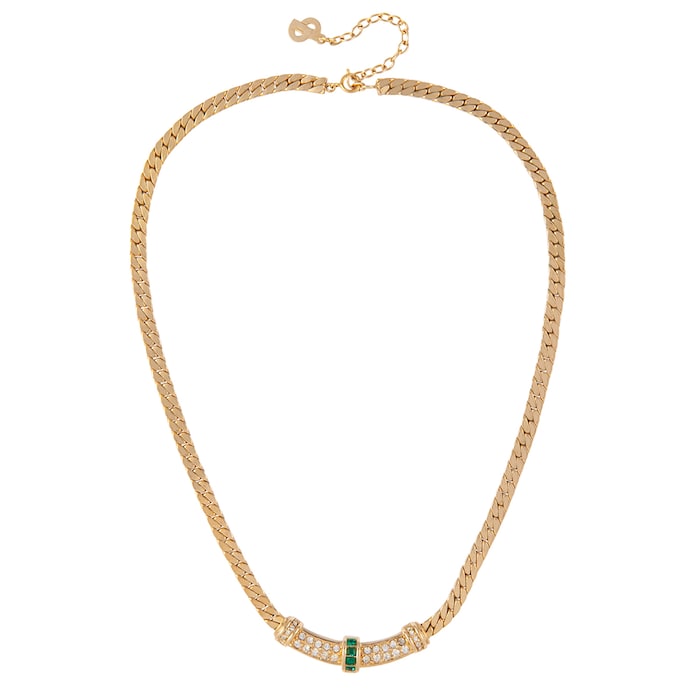 Susan Caplan Exclusive Susan Caplan Vintage Dior Gold Plated Weave Chain Crystal Necklace