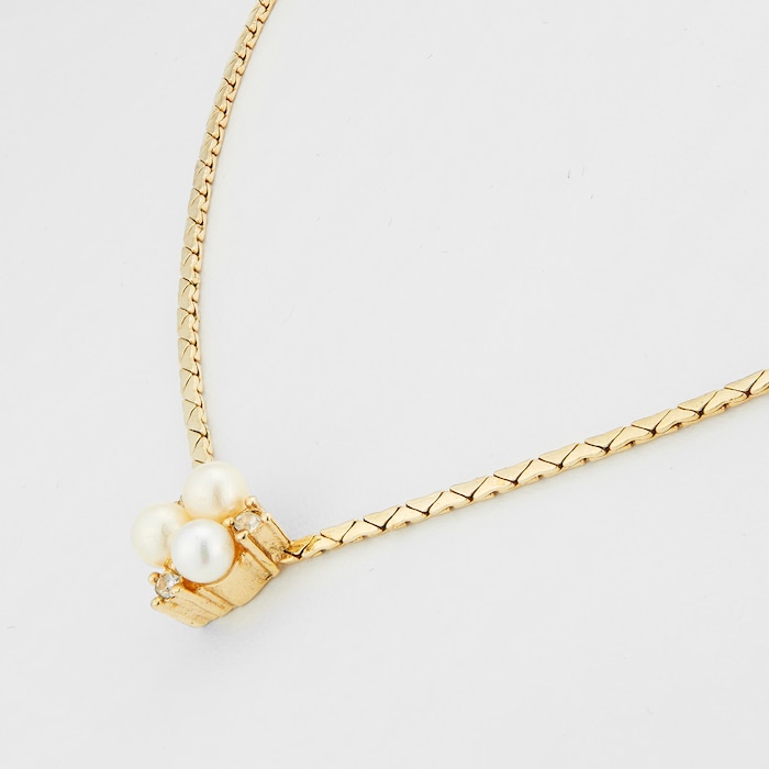 Susan Caplan Exclusive Susan Caplan Vintage Dior Gold Plated Faux Pearl Crystal Necklace