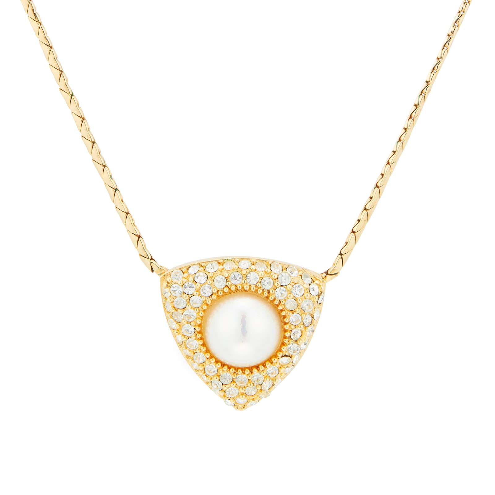 Susan Caplan Exclusive Susan Caplan Vintage Dior Gold Plated Synthetic Pearl Crystal Necklace