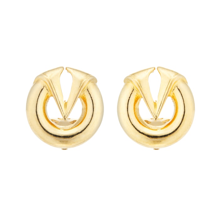 Susan Caplan Exclusive Susan Caplan Vintage Valentino Gold Plated Sculpted Logo Earrings