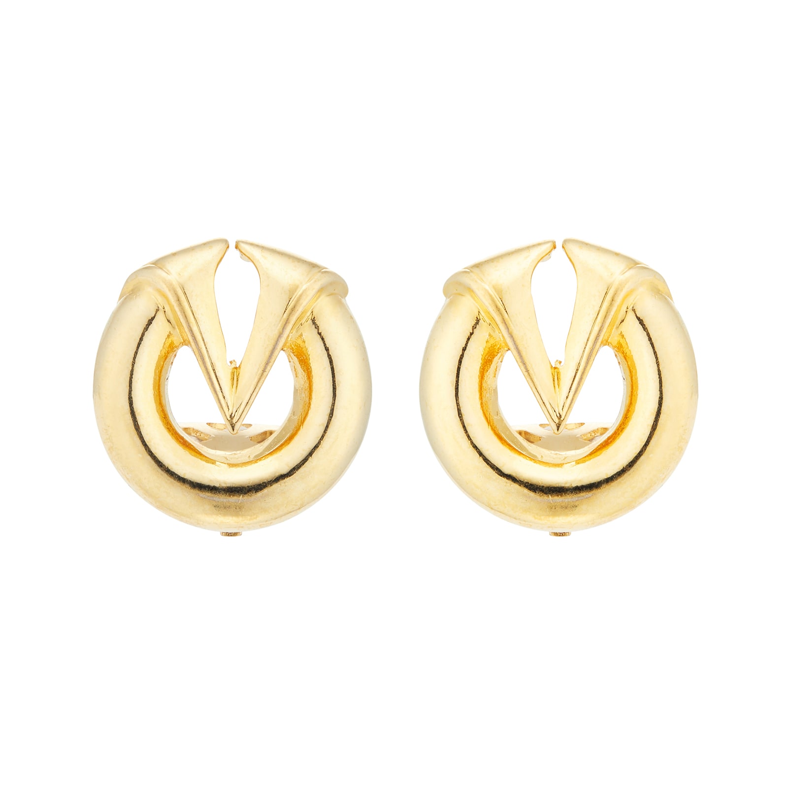 Susan Caplan Exclusive Susan Caplan Vintage Valentino Gold Plated Sculpted Logo Earrings