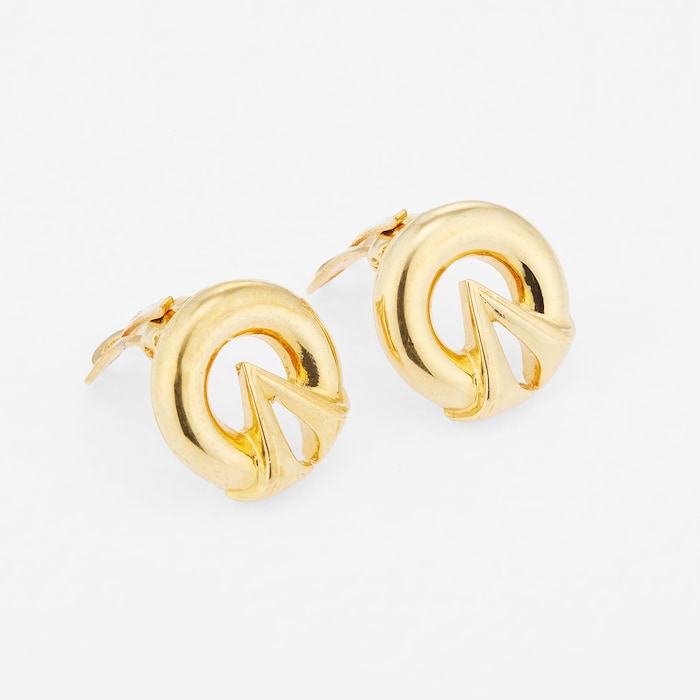 Susan Caplan Exclusive Susan Caplan Vintage Valentino Gold Plated Sculpted Logo Earrings