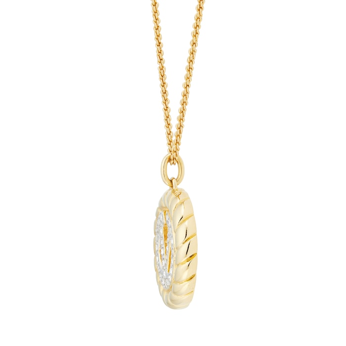 Susan Caplan Exclusive Susan Caplan Vintage Valentino Gold Plated Logo Crystal Ribbed Pendant