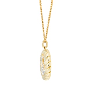 Susan Caplan Exclusive Susan Caplan Vintage Valentino Gold Plated Logo Crystal Ribbed Pendant