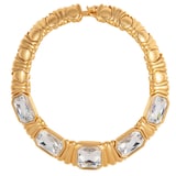 Susan Caplan Exclusive Susan Caplan Vintage Yves Saint Laurent Gold Plated Textured Emerald Crystal Necklace