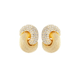 37770294 - Exclusive Vintage Yellow Gold Plated Dior Love Knot Crystal Earrings