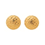 Susan Caplan Exclusive Vintage Yellow Gold Plated Chanel Logo Quilted Earrings