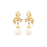 Susan Caplan Exclusive Vintage Yellow Gold Plated Dior Faux Pearl Drop Earrings