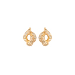 37770298 - Exclusive Vintage Yellow Gold Plated Dior Crystal Earrings