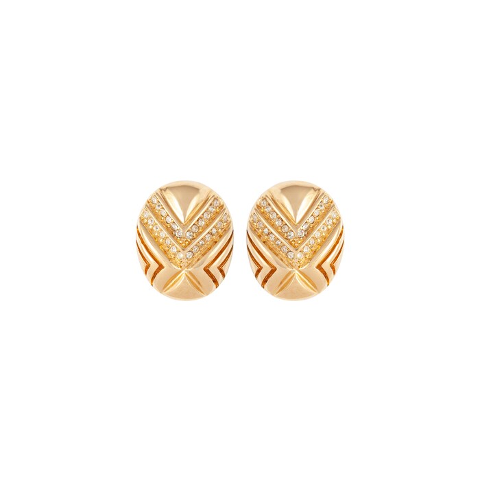 Susan Caplan Exclusive Vintage Yellow Gold Plated Dior Deco Crystal Earrings