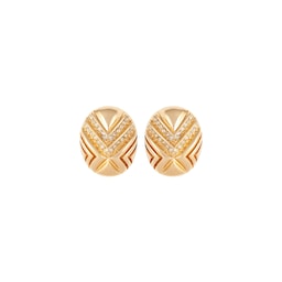 37770299 - Exclusive Vintage Yellow Gold Plated Dior Deco Crystal Earrings