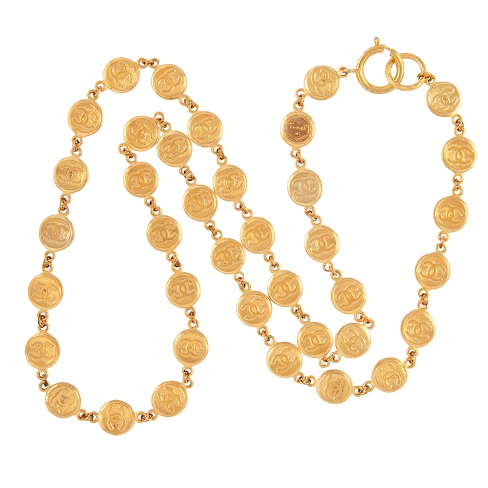 Susan Caplan Vintage Yellow Gold Plated Chanel Coin Necklace