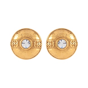 Susan Caplan Vintage Yellow Gold Plated Chanel CC Logo Earrings
