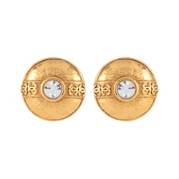 37770317 - Vintage Yellow Gold Plated Chanel CC Logo Earrings