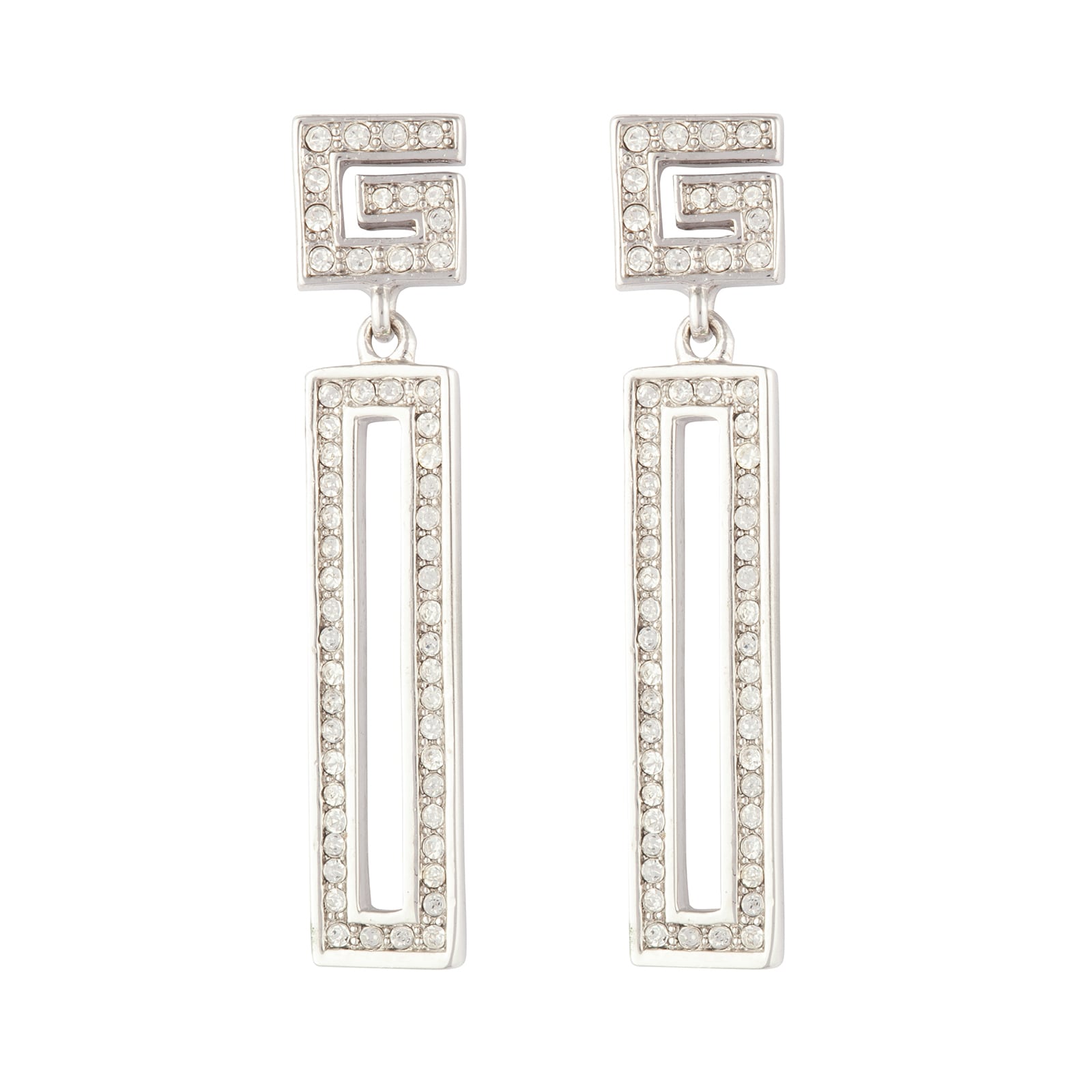 Vintage White Gold Plated Givenchy Geometric Earrings