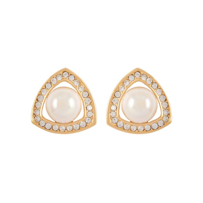 Susan Caplan Vintage Yellow Gold Plated Dior Synthetic Pearl Earrings