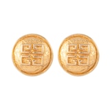 Susan Caplan Vintage Givenchy Yellow Gold Plated Sculpted Logo Earrings
