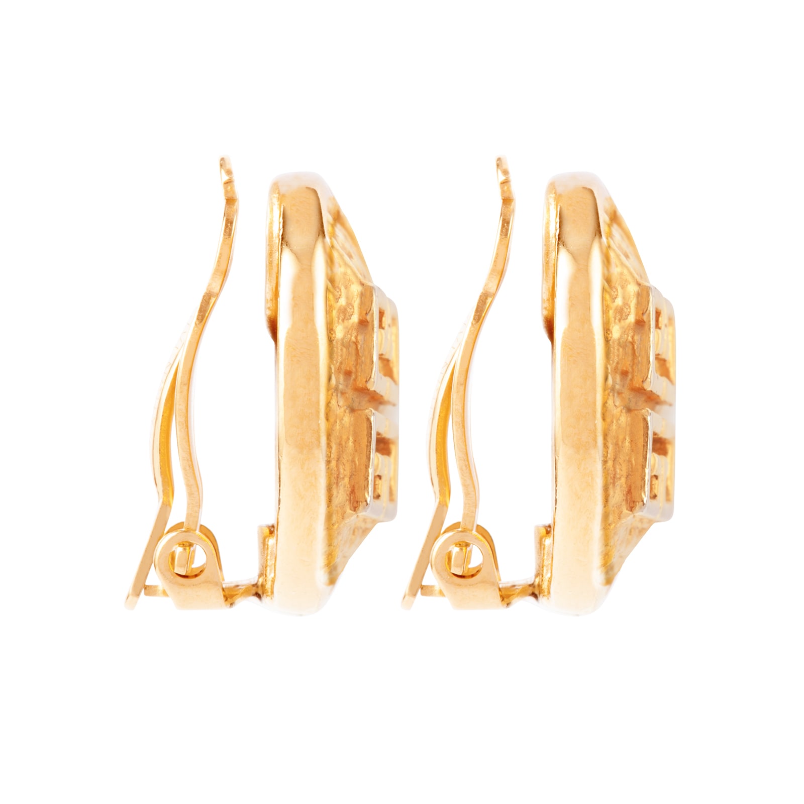 Popular FOR CHARITY Vintage GIVENCHY Textured Gold Tone Logo Clip Earrings