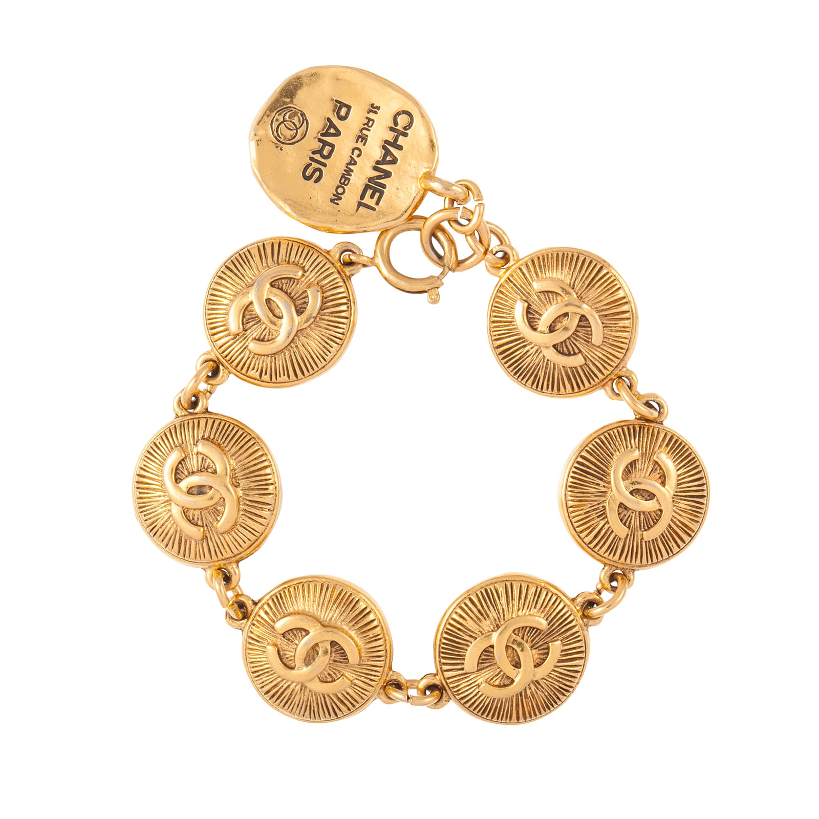 Chanel Pale Gold Metal And Crystal CC Bangle Available For Immediate Sale  At Sotheby's