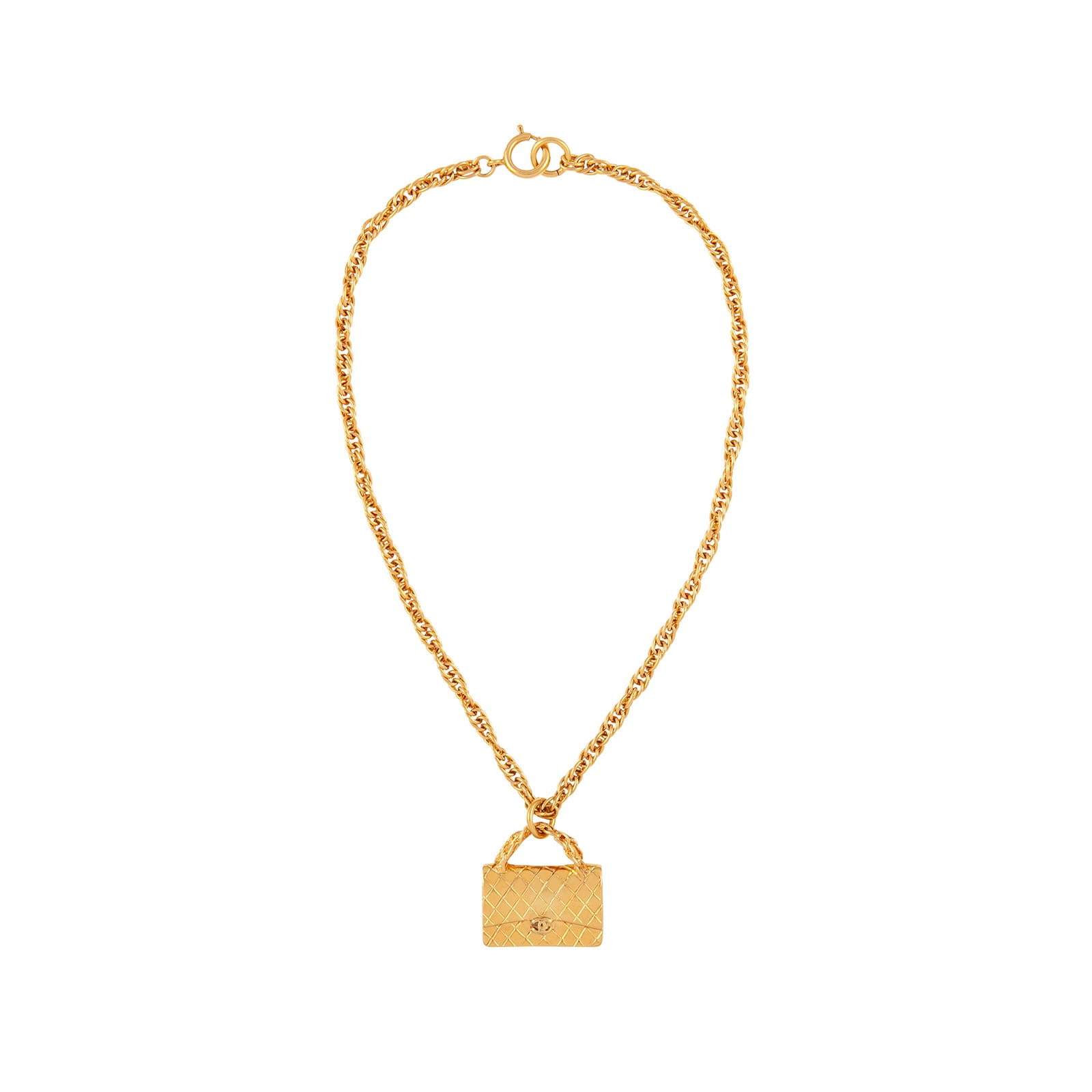 Susan Caplan Vintage Chanel Yellow Gold Plated Handbag Necklace