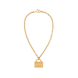 37770340 - Vintage Chanel Yellow Gold Plated Handbag Necklace