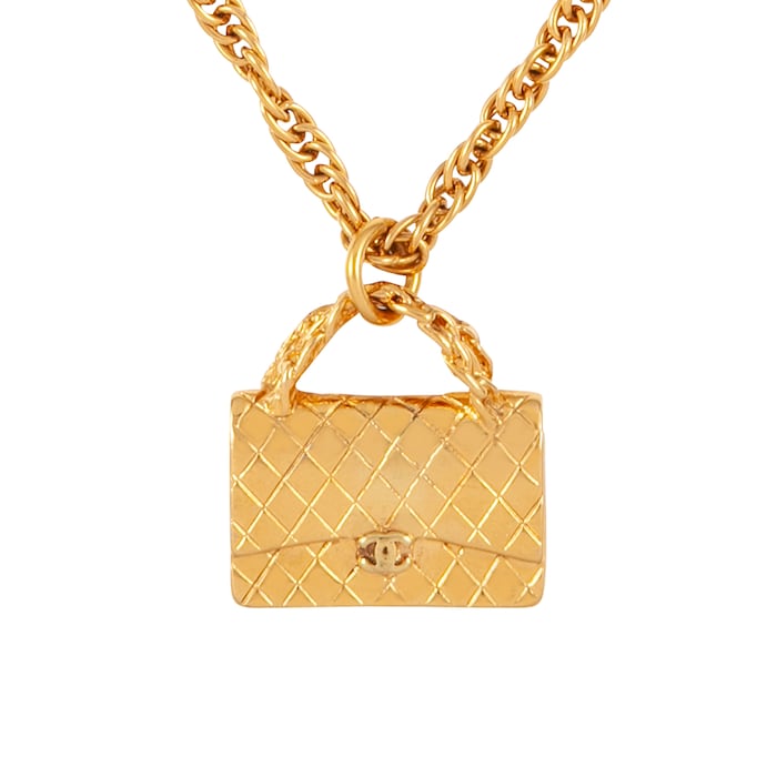 Susan Caplan Vintage Chanel Yellow Gold Plated Handbag Necklace