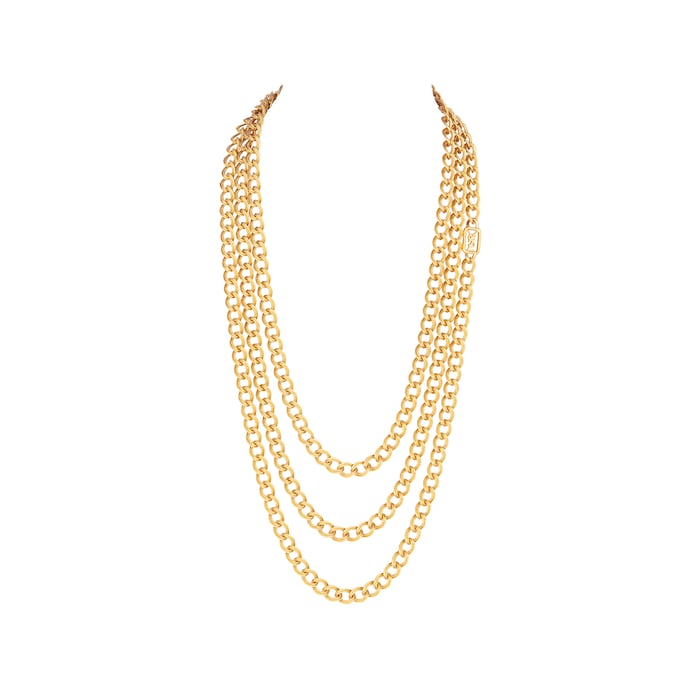 Susan Caplan Vintage YSL Yellow Gold Plated Textured Chain Necklace