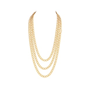 Susan Caplan Vintage YSL Yellow Gold Plated Textured Chain Necklace