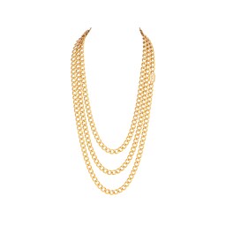 37770344 - Vintage YSL Yellow Gold Plated Textured Chain Necklace