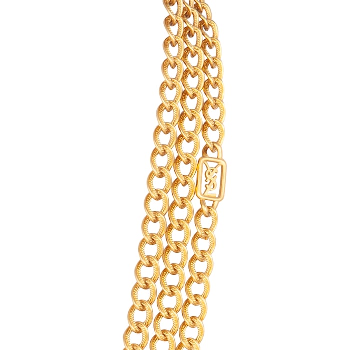 Susan Caplan Vintage YSL Yellow Gold Plated Textured Chain Necklace