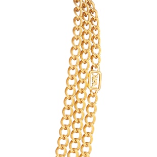 Susan Caplan Vintage YSL Yellow Gold Plated Textured Chain Necklace