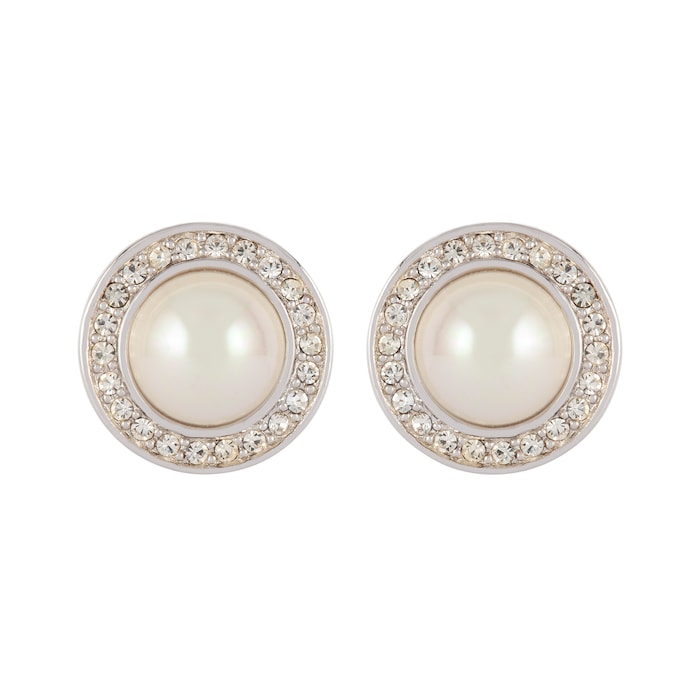 Susan Caplan Vintage Dior White Gold Plated Faux Pearl Earrings