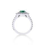 Mappin & Webb Alba Double Halo Platinum And 6mm Emerald Ring