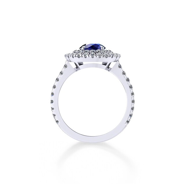 Mappin & Webb Alba Double Halo Platinum And 5mm Sapphire Ring