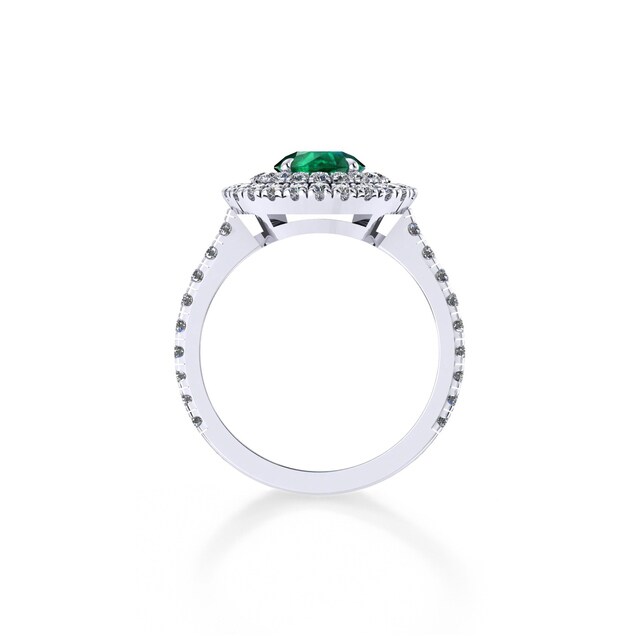 Mappin & Webb Alba Double Halo Platinum And 4mm Emerald Ring