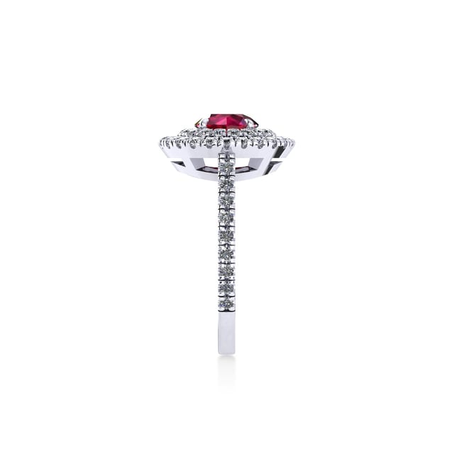 Mappin & Webb Alba Double Halo Platinum And 4mm Ruby Ring
