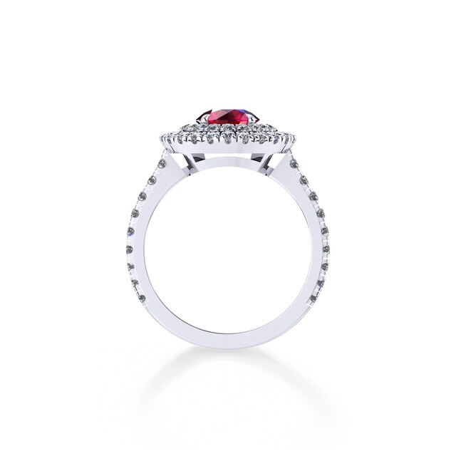 Mappin & Webb Alba Double Halo Platinum And 4mm Ruby Ring