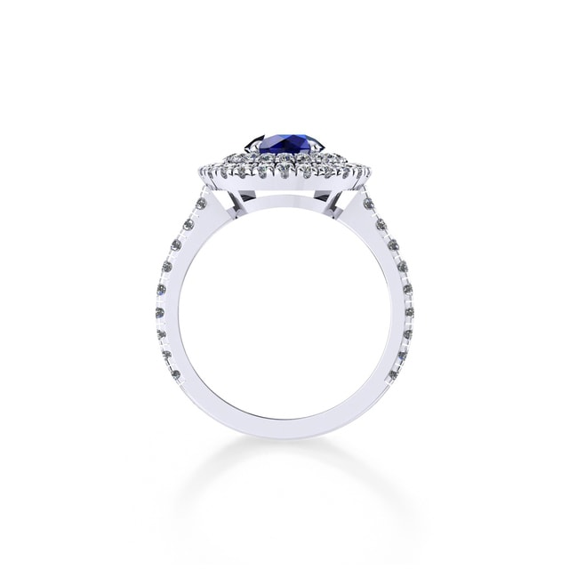 Mappin & Webb Alba Double Halo Platinum And 4mm Sapphire Ring