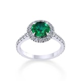 Mappin & Webb Amelia Halo Platinum And 6mm Emerald Ring