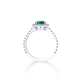 Mappin & Webb Amelia Halo Platinum And 6mm Emerald Ring - Ring Size J