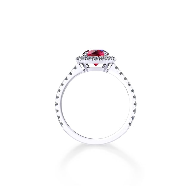 Mappin & Webb Amelia Halo Platinum And 6mm Ruby Ring