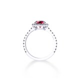Mappin & Webb Amelia Halo Platinum And 6mm Ruby Ring
