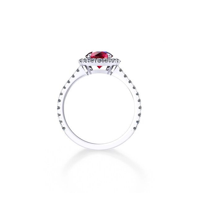 Mappin & Webb Amelia Halo Platinum And 5mm Ruby Ring