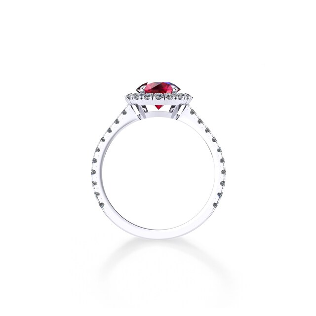 Mappin & Webb Amelia Halo Platinum And 5mm Ruby Ring