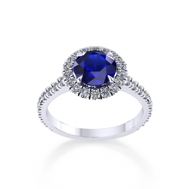 Mappin & Webb Amelia Halo Platinum And 5mm Sapphire Ring