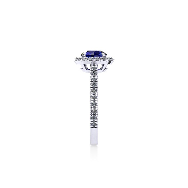 Mappin & Webb Amelia Halo Platinum And 5mm Sapphire Ring