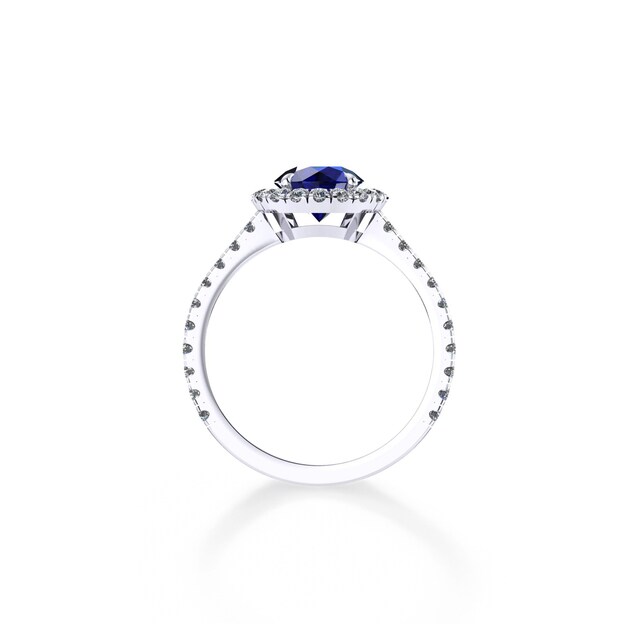 Mappin & Webb Amelia Halo Platinum And 5mm Sapphire Ring