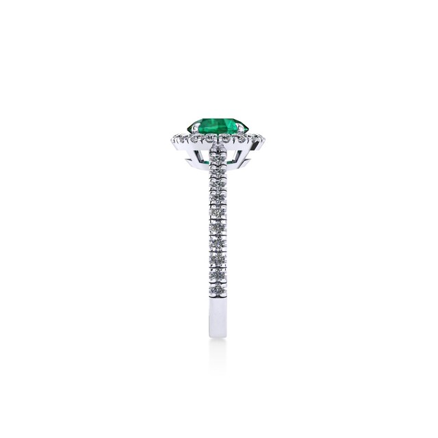 Mappin & Webb Amelia Halo Platinum And 4mm Emerald Ring