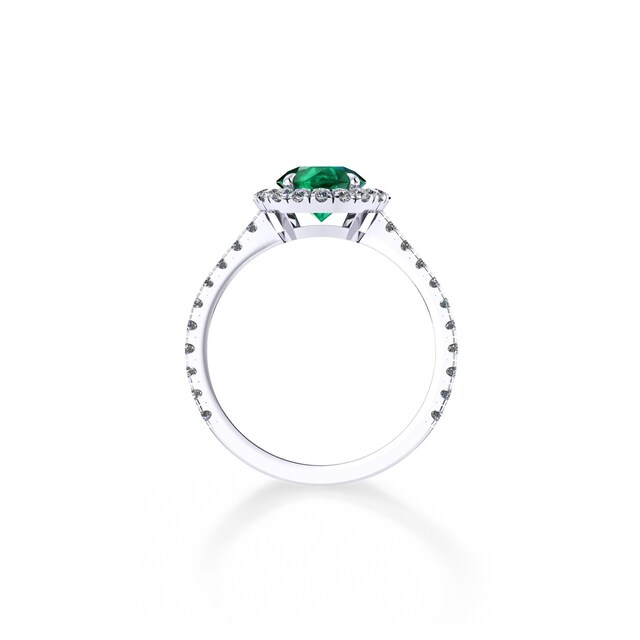 Mappin & Webb Amelia Halo Platinum And 4mm Emerald Ring